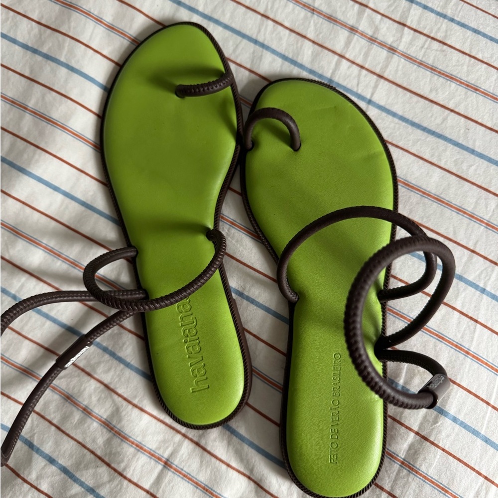 Havaianas Lime Green and Brown Greek style Sandals
